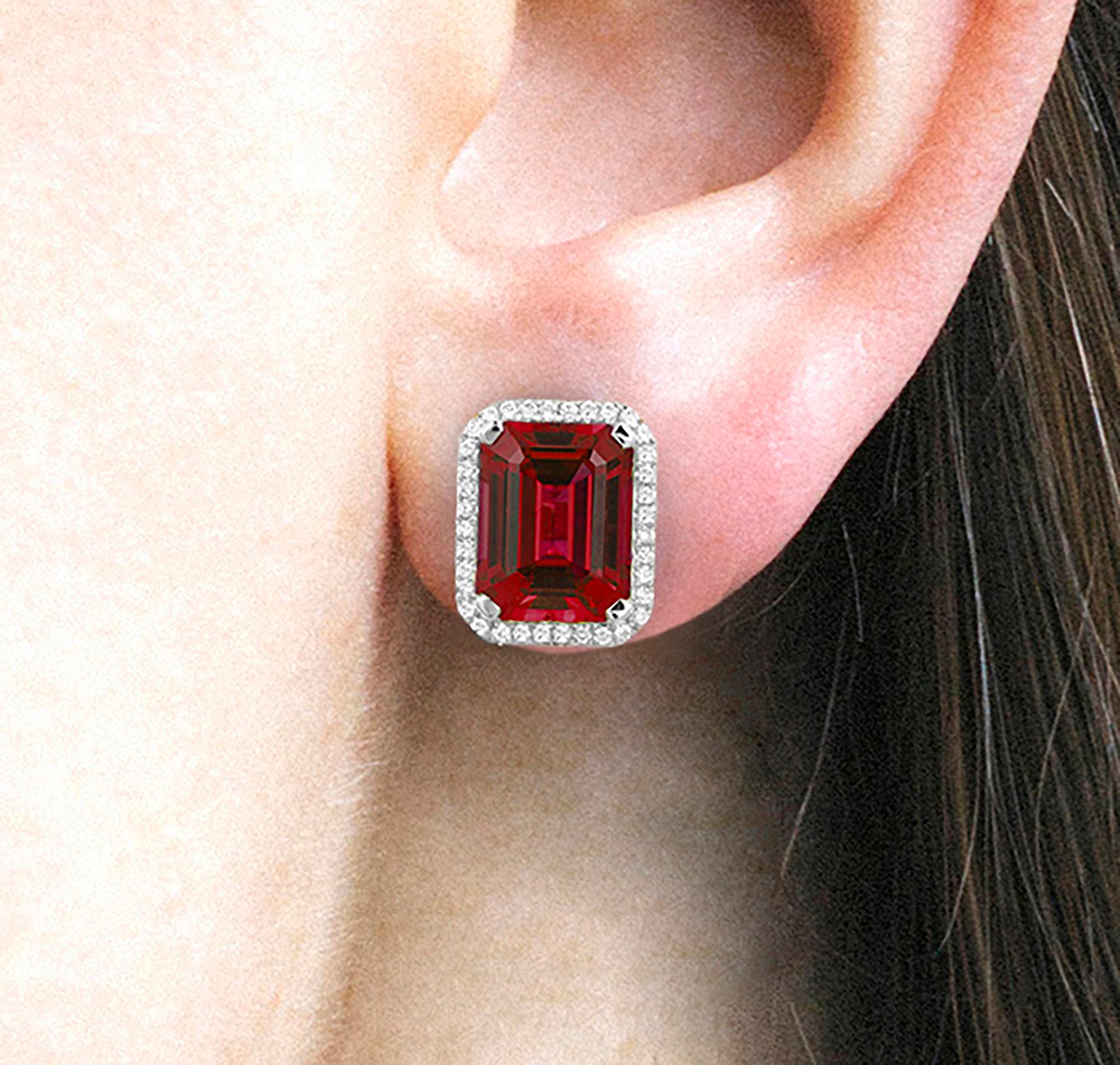 Contemporary Goshwara Emerald Cut Garnet And Diamond Earrings