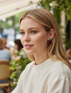 Michael Kneebone Garnet Emerald Diamond Scarab Drop Earrings