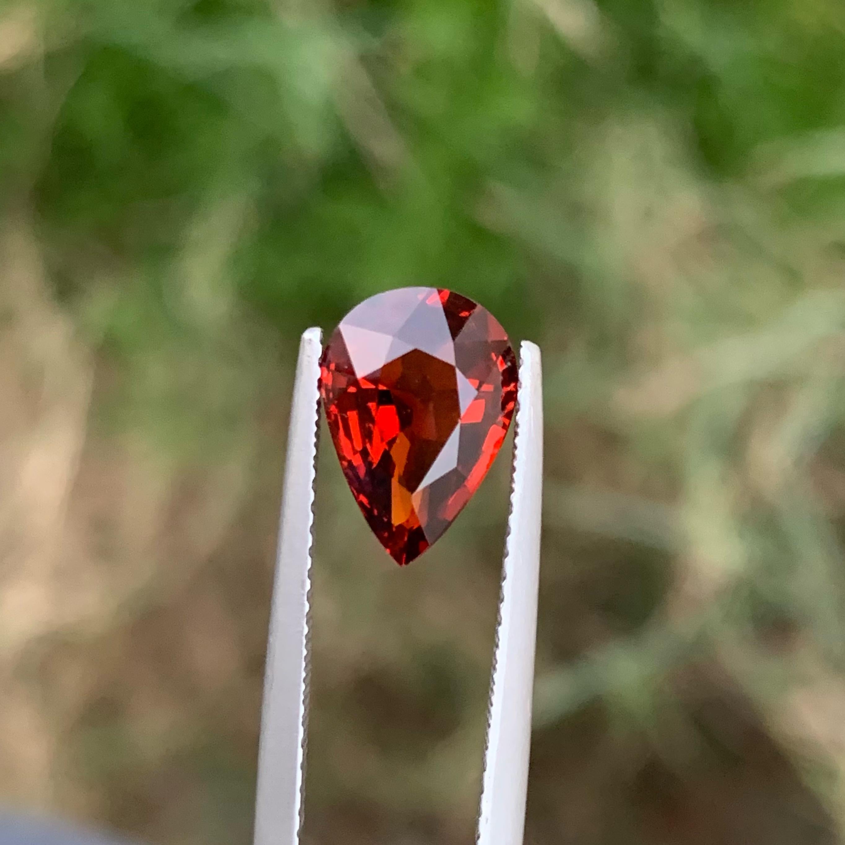 Women's or Men's Garnet Gems for Purchase 3.10 carats Pear Cut Loose Gemstone from Tanzania For Sale