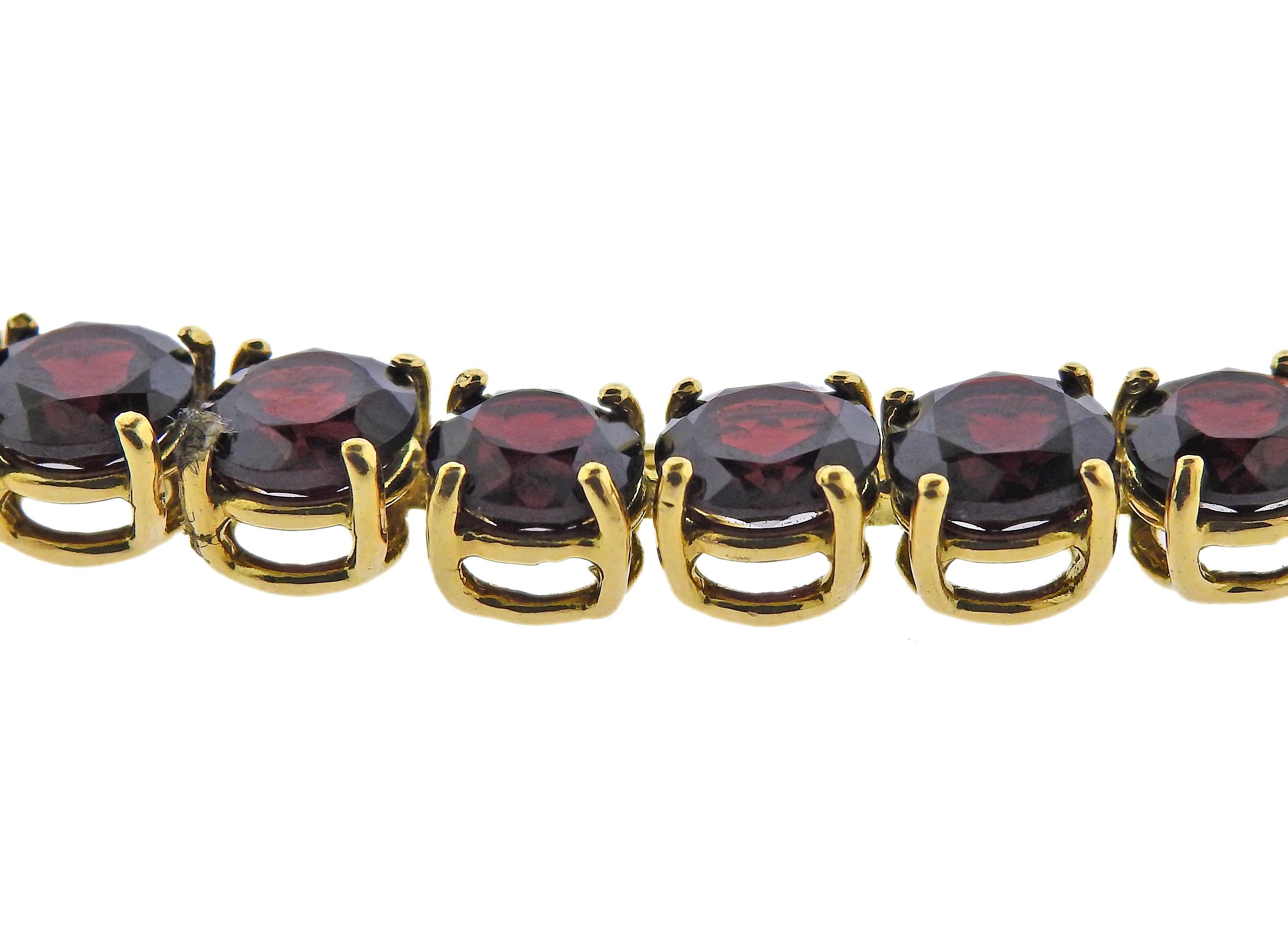 Round Cut Garnet Gold Riviera Necklace For Sale