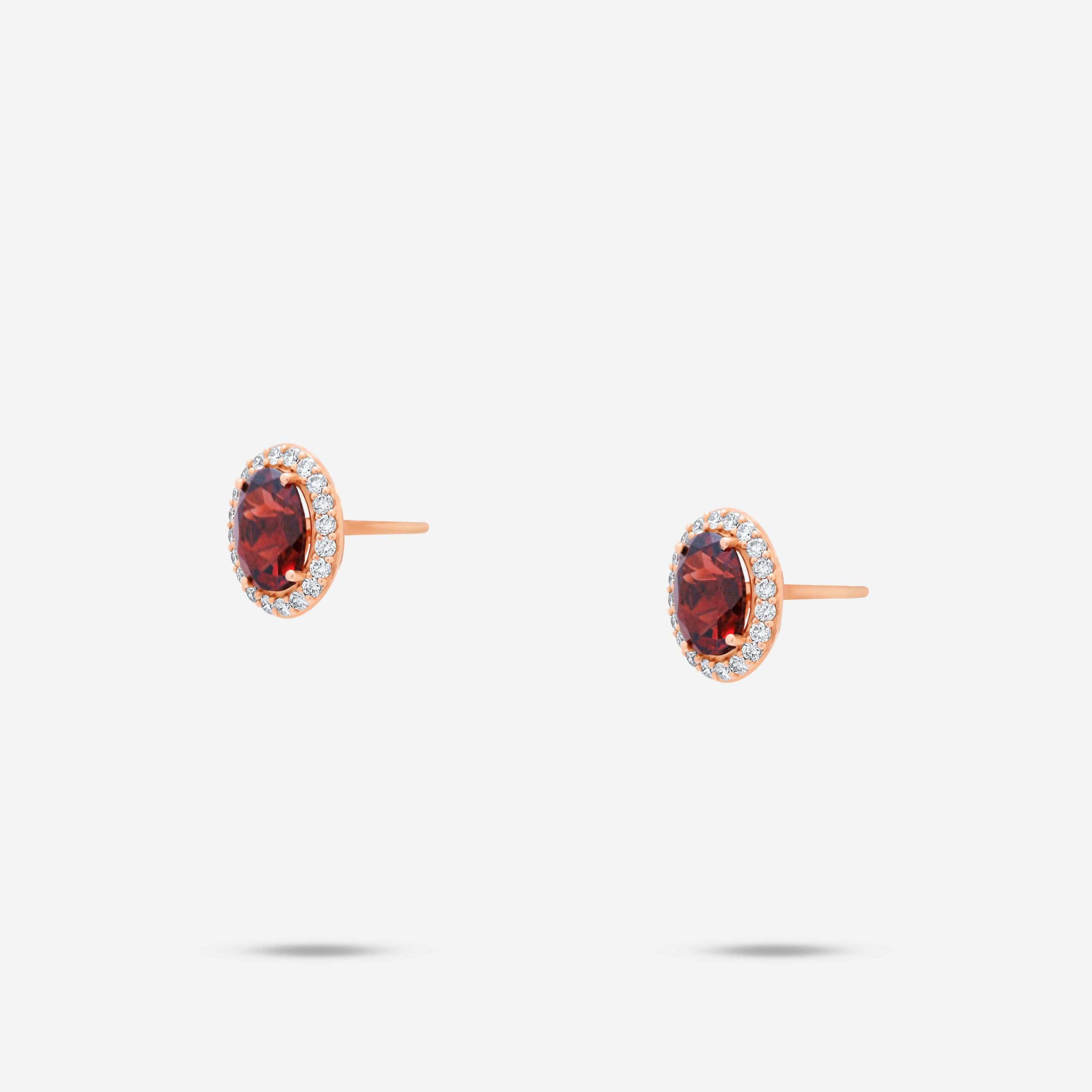 garnet halo earrings