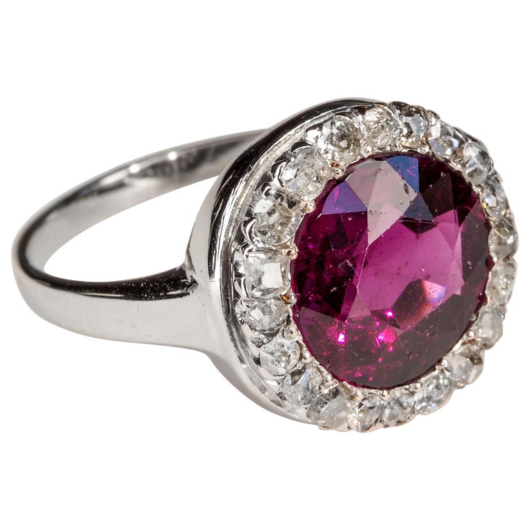 Garnet Halo Ring Early Art Deco For Sale at 1stdibs