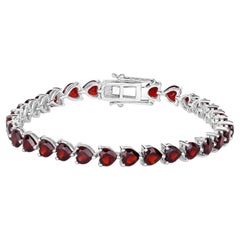 Bracciale con cuore di granato 15,4 carati in argento sterling
