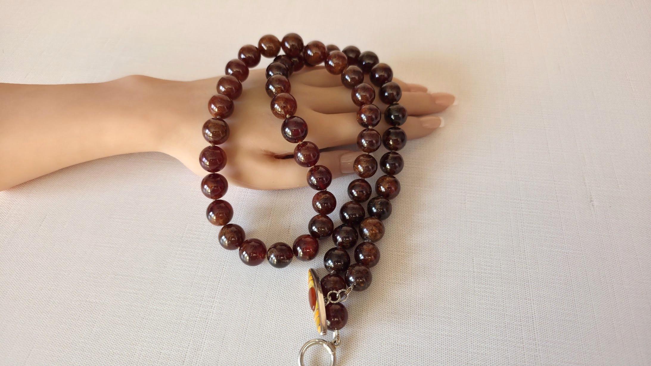 Granat-Hessonit-Perlenkette im Angebot 5