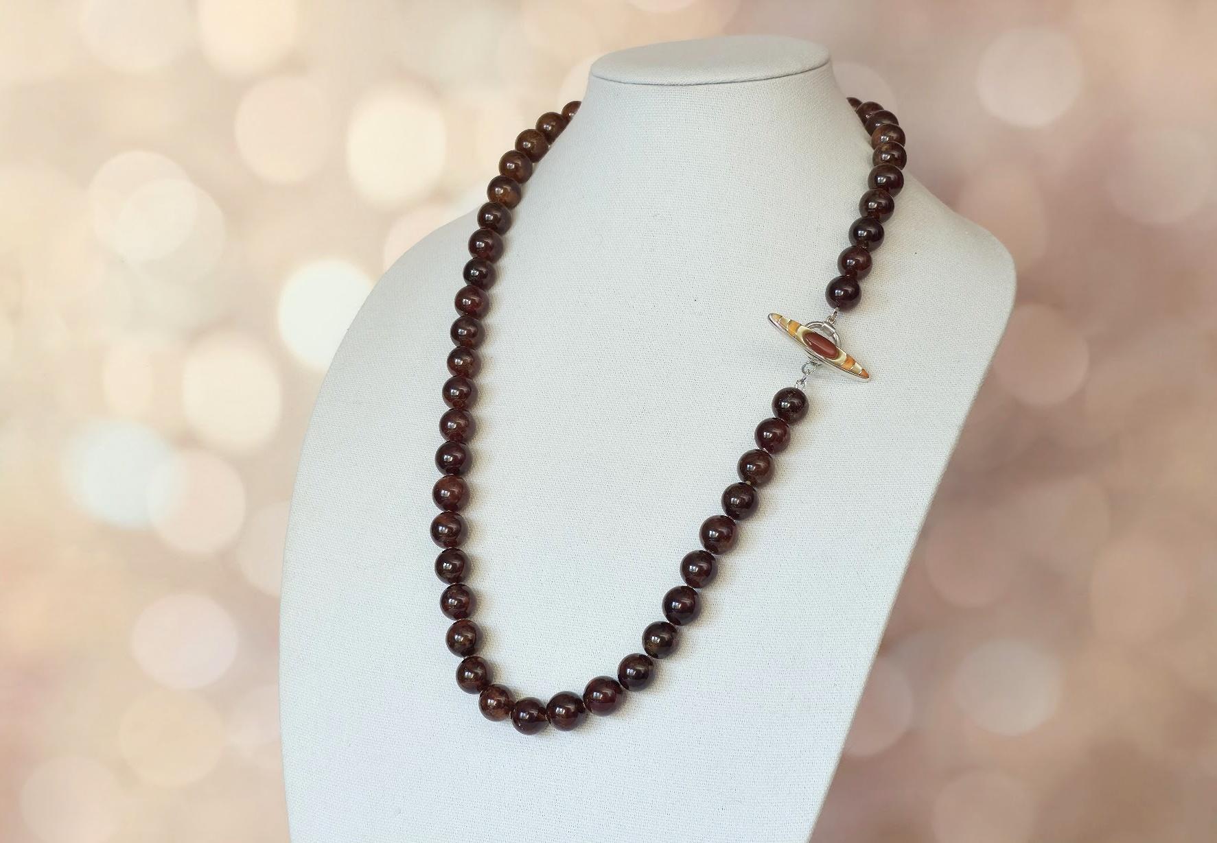 Granat-Hessonit-Perlenkette im Angebot 2