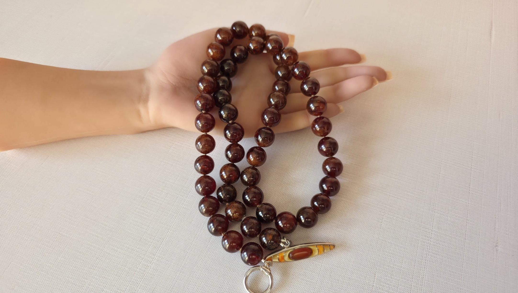 Granat-Hessonit-Perlenkette im Angebot 4
