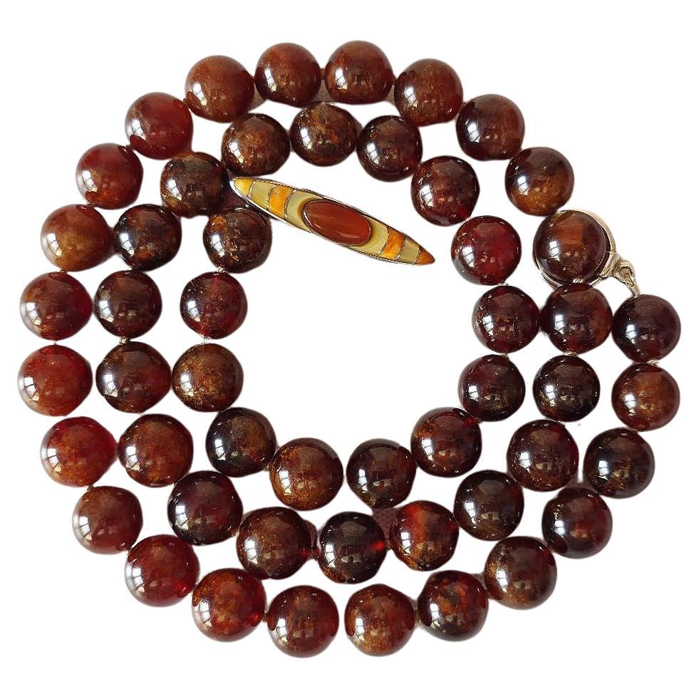 Granat-Hessonit-Perlenkette im Angebot