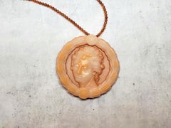 Garnet Hessonite Necklace with Red Malachite Cameo