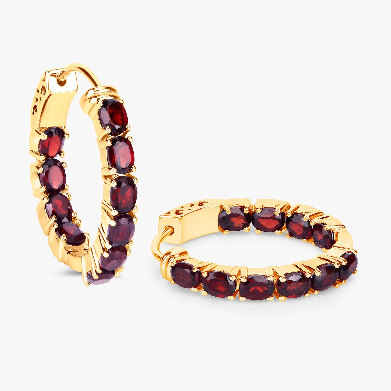 Contemporain Boucles d'oreilles grenat 3.9 Carats 14K plaqué or jaune A Silver en vente