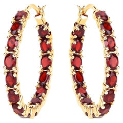 Garnet-Creolen-Ohrringe 6 Karat 14K Gelbgold vergoldetes Silber