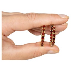 Orecchini a cerchio con granato 6 carati in argento placcato oro giallo 14 carati