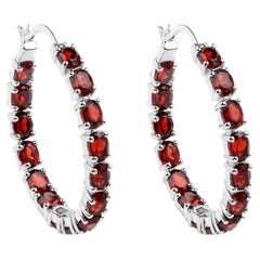 Pendientes de aro granate 6 quilates Plata de Ley
