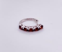 Garnet Huggie Earrings Set in Sterling Silver 10 Garnet Earrings, Round Garnets