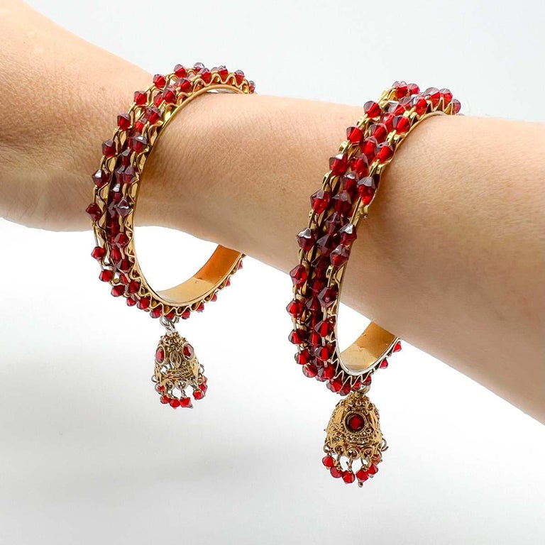 Garnet Inspired Stacking Bangles with Charms 2000s For Sale at 1stDibs
