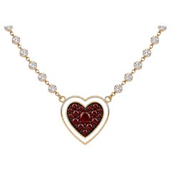 Girocollo a forma di cuore con diamanti e granato, pietra natale di gennaio, in oro 14 carati di Meghna Jewels