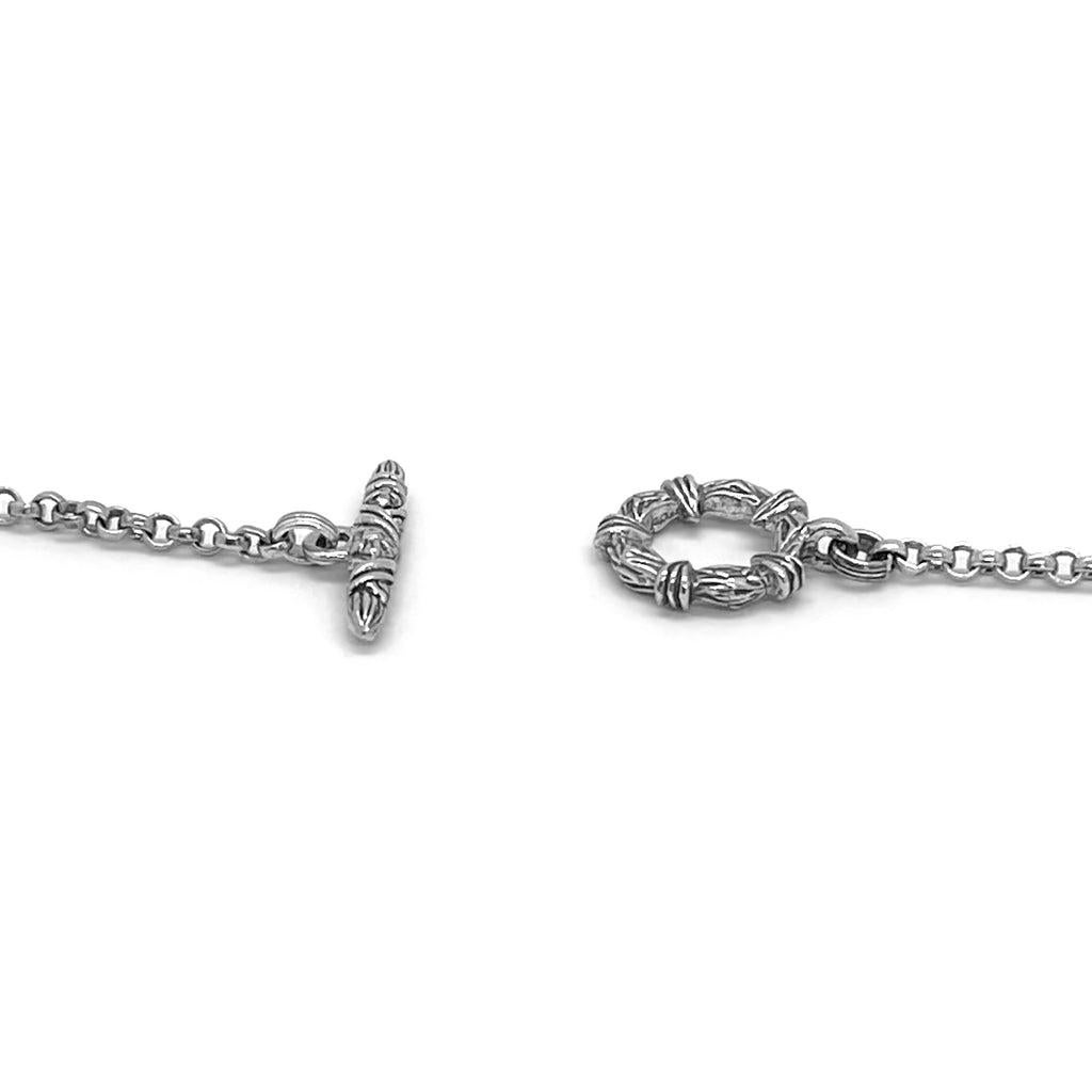 Round Cut Garnet Link Chain Necklace in Sterling Silver For Sale