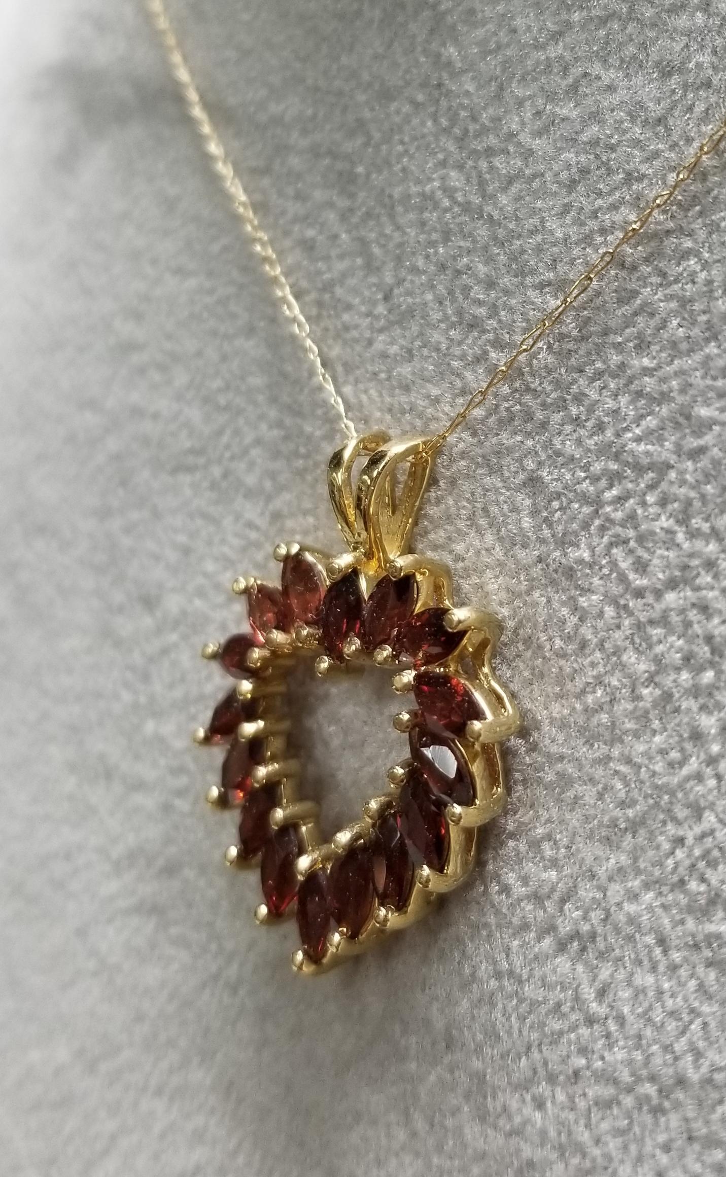 garnet heart pendant