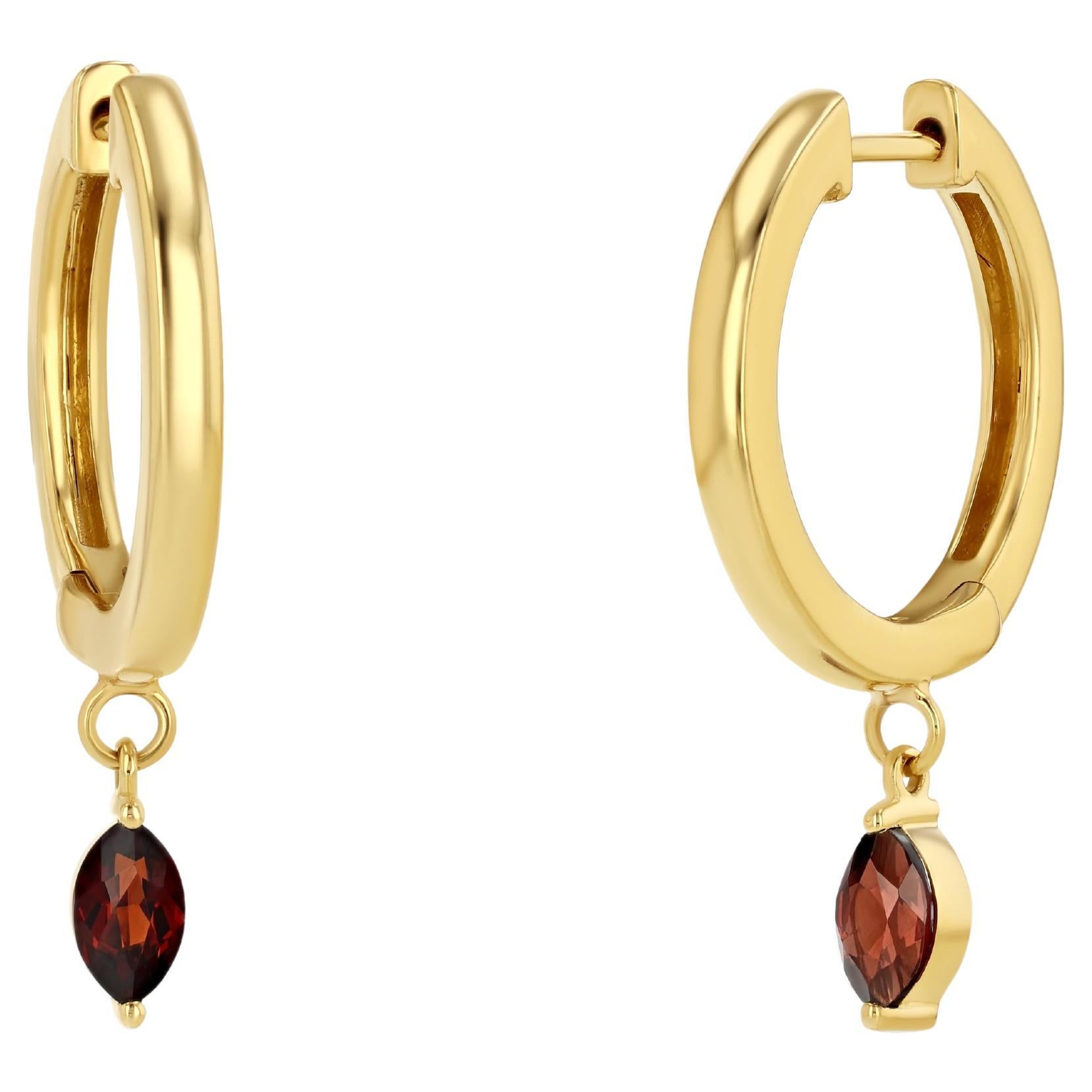 Garnet Marquise Hoop Earrings