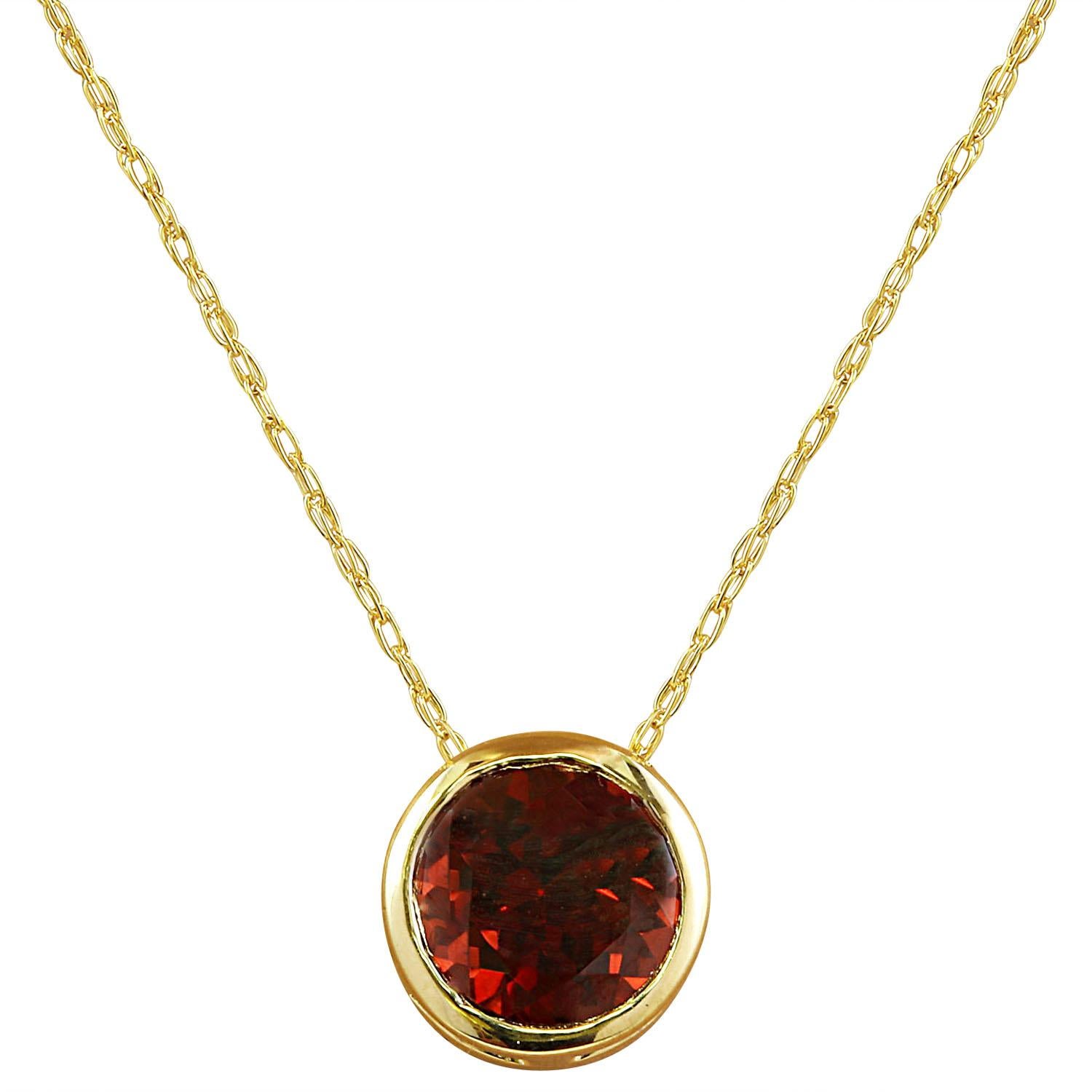 Garnet Necklace In 14 Karat Yellow Gold  In New Condition For Sale In Los Angeles, CA