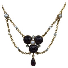 Collana di granato Perle Inghilterra 1900 ca.
