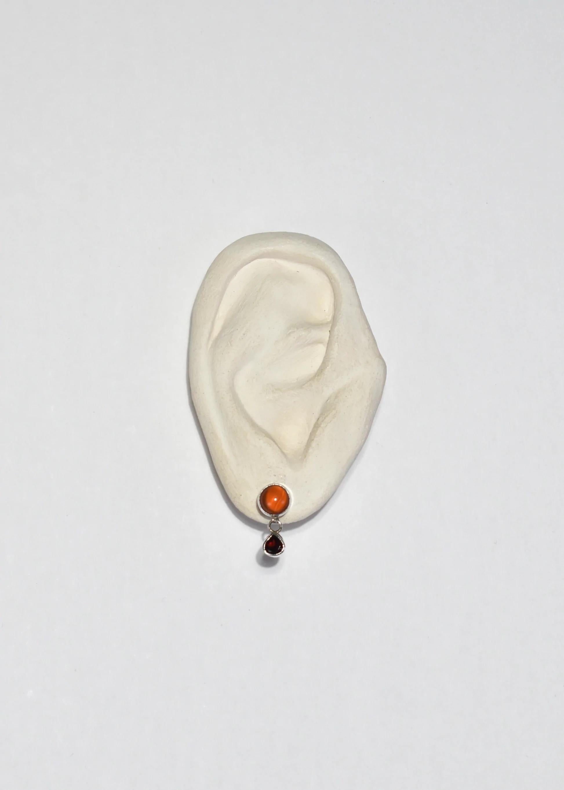 Cabochon Garnet Opal Earrings