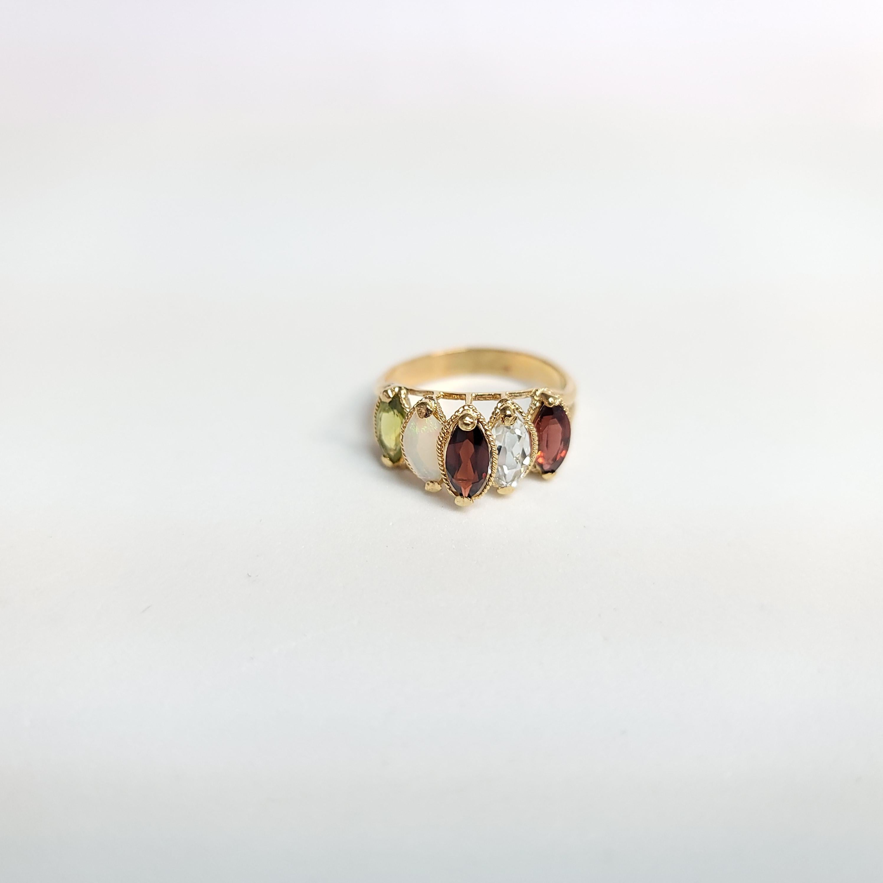 Ring aus Granat, Opal, Peridot, kubischem Zirkonia mit Seildesign im Zustand „Neu“ im Angebot in Sugar Land, TX