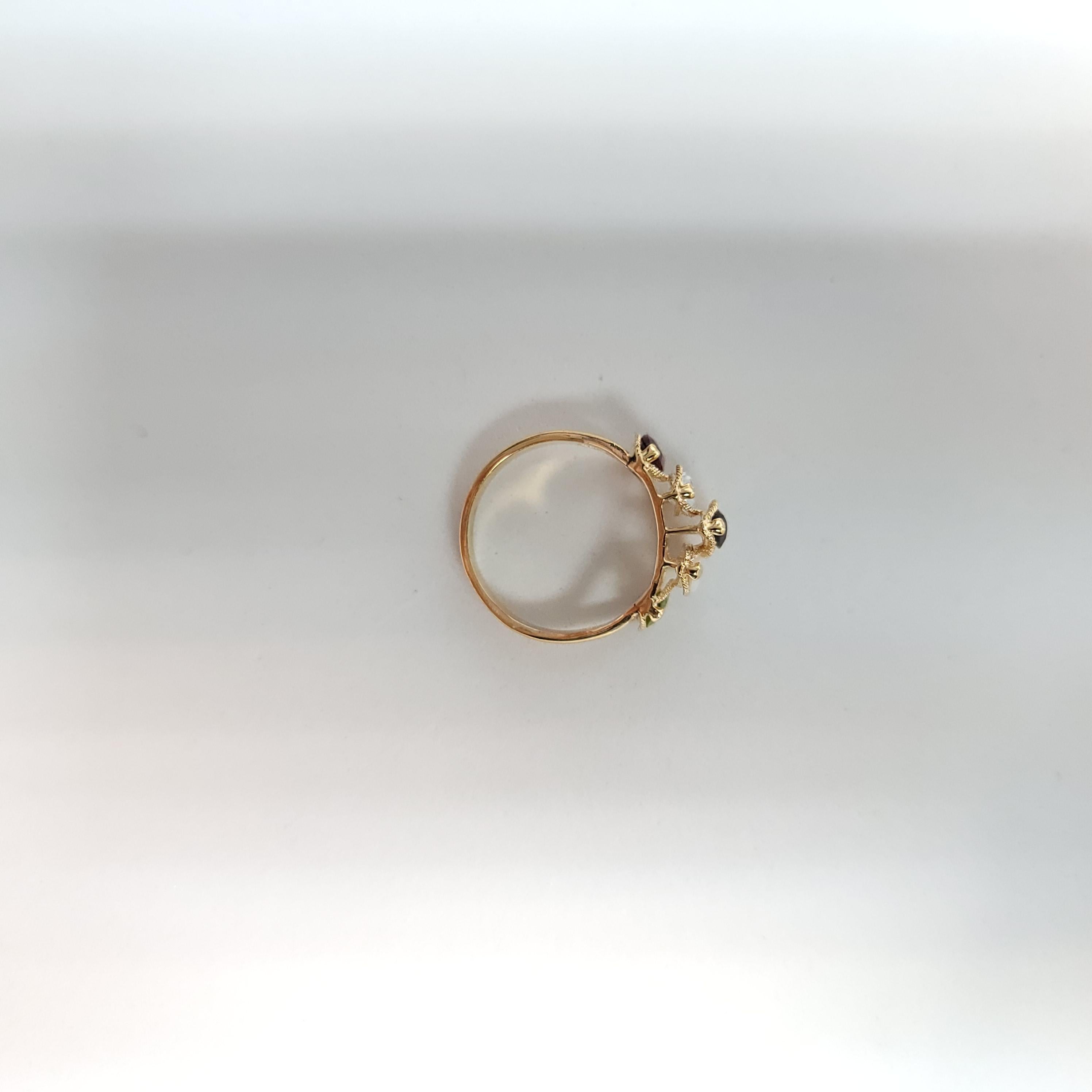 Ring aus Granat, Opal, Peridot, kubischem Zirkonia mit Seildesign für Damen oder Herren im Angebot