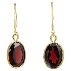 Pendants d'oreilles ovales en or jaune 14 carats et argent 925
