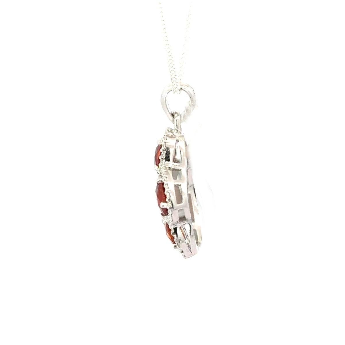 Art Nouveau Garnet Oval Shape Cluster Halo Pendant in 925 Silver Jewelry Gift for Sister For Sale