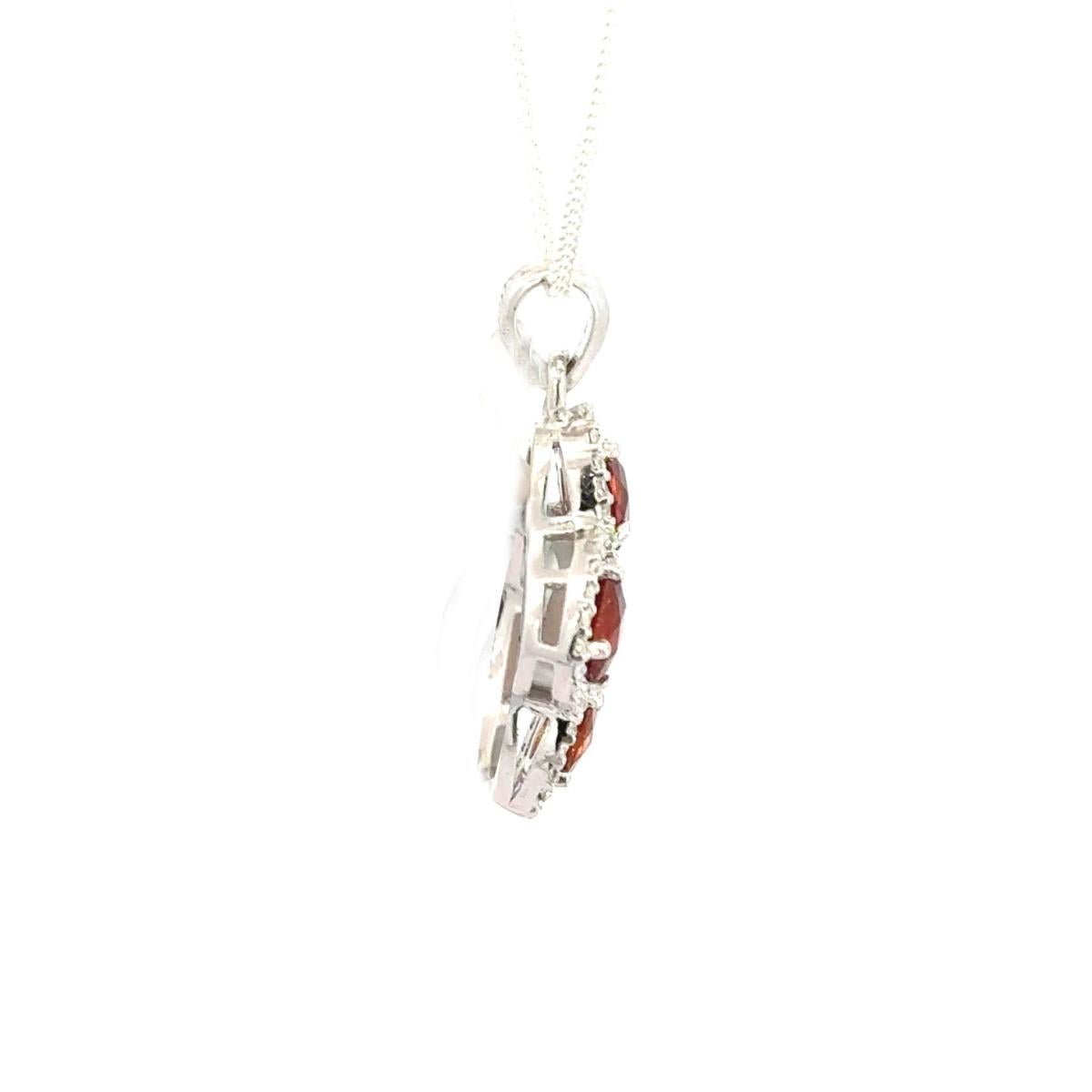 Garnet Oval Shape Cluster Halo Pendant in 925 Silver Jewelry Gift for Sister For Sale 1