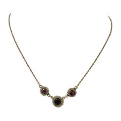 Garnet Pearl Flower Necklace Antique Victorian Gold