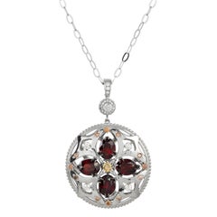 Garnet Quatrefoil Earrings 18k Diamonds