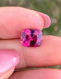 Garnet Rhodolite Loose 6.52Ct natural gemstone, Cushion cut, Tanzania, GFCO