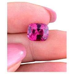 Garnet Rhodolite Loose 6.52Ct natural gemstone, Cushion cut, Tanzania, GFCO