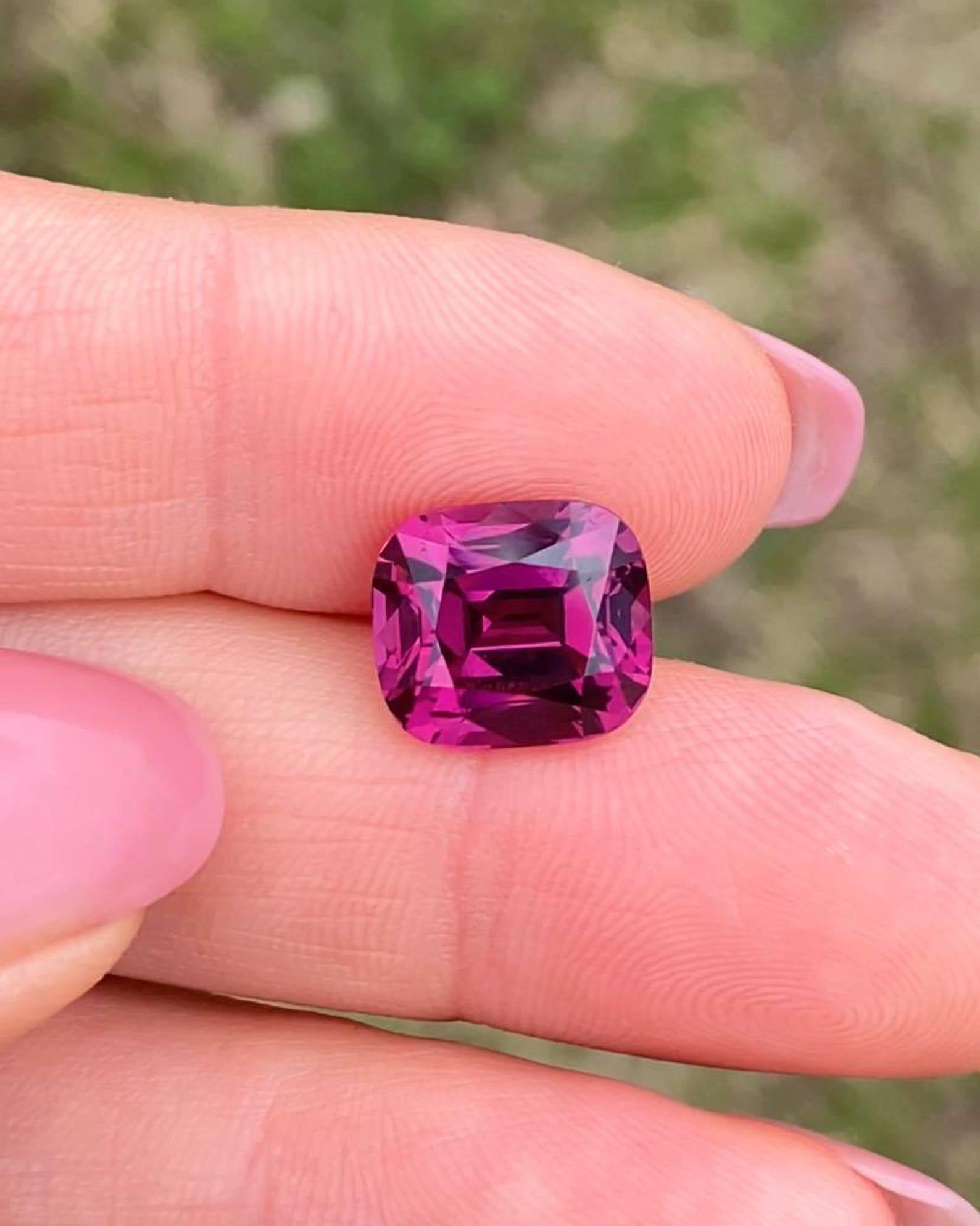 Natural Garnet Pyrope-Almandine Loose gemstone

Laboratory certified GIA
Gemstone Color: purplish-pink
Gemstone Type: Garnet
Gemstone size: 11.31x10.02x7.64mm
Cut Grade: Very Good
Clarity/Grade: VS
Gemstone Shape: cushion cut
Gemstone Creation: