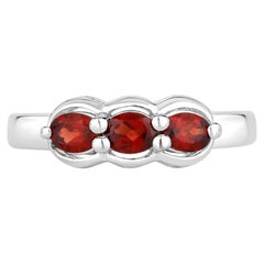Garnet Ring 0.58 Carats Sterling Silver
