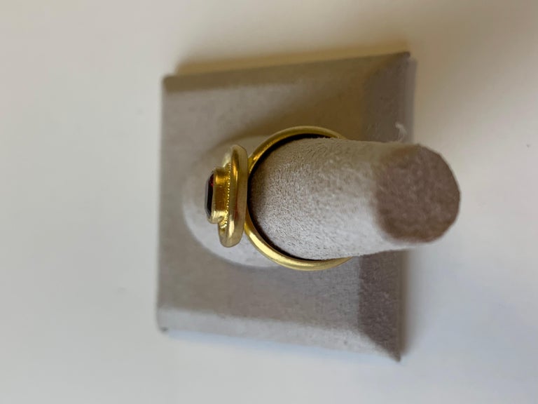 Cushion Cut Garnet Ring in 22 Karat Gold For Sale
