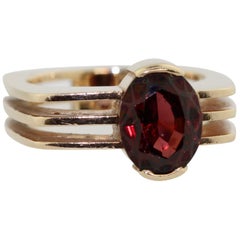 Garnet Ring Mounted in 14 Karat Yellow Gold