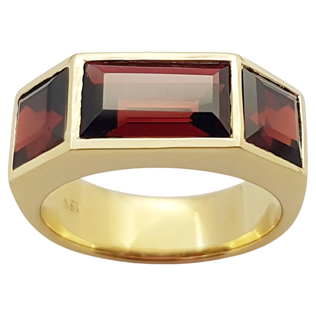 Garnet Ring Set in 18 Karat Gold Settings For Sale