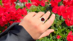 Garnet Ring With White Topaz 5.82 Carats Gold Plated Silver