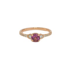 Garnet Rose Gold Ring, Natural Diamonds