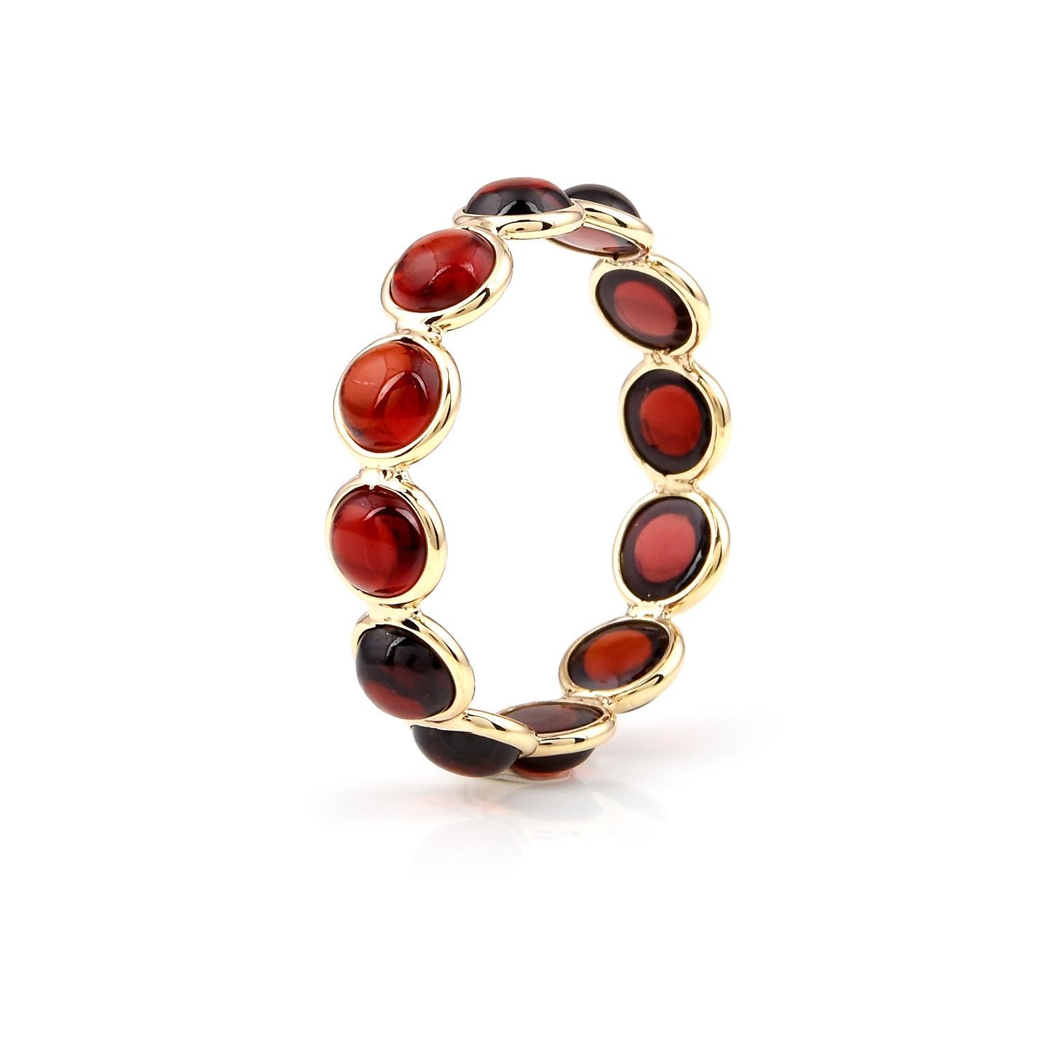 Femenino o masculino Pulsera Cabujón Redondo Granate, Oro Amarillo