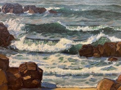 Antique Early Twentieth Century Newlyn School Marine Pure Seas Oil Painting