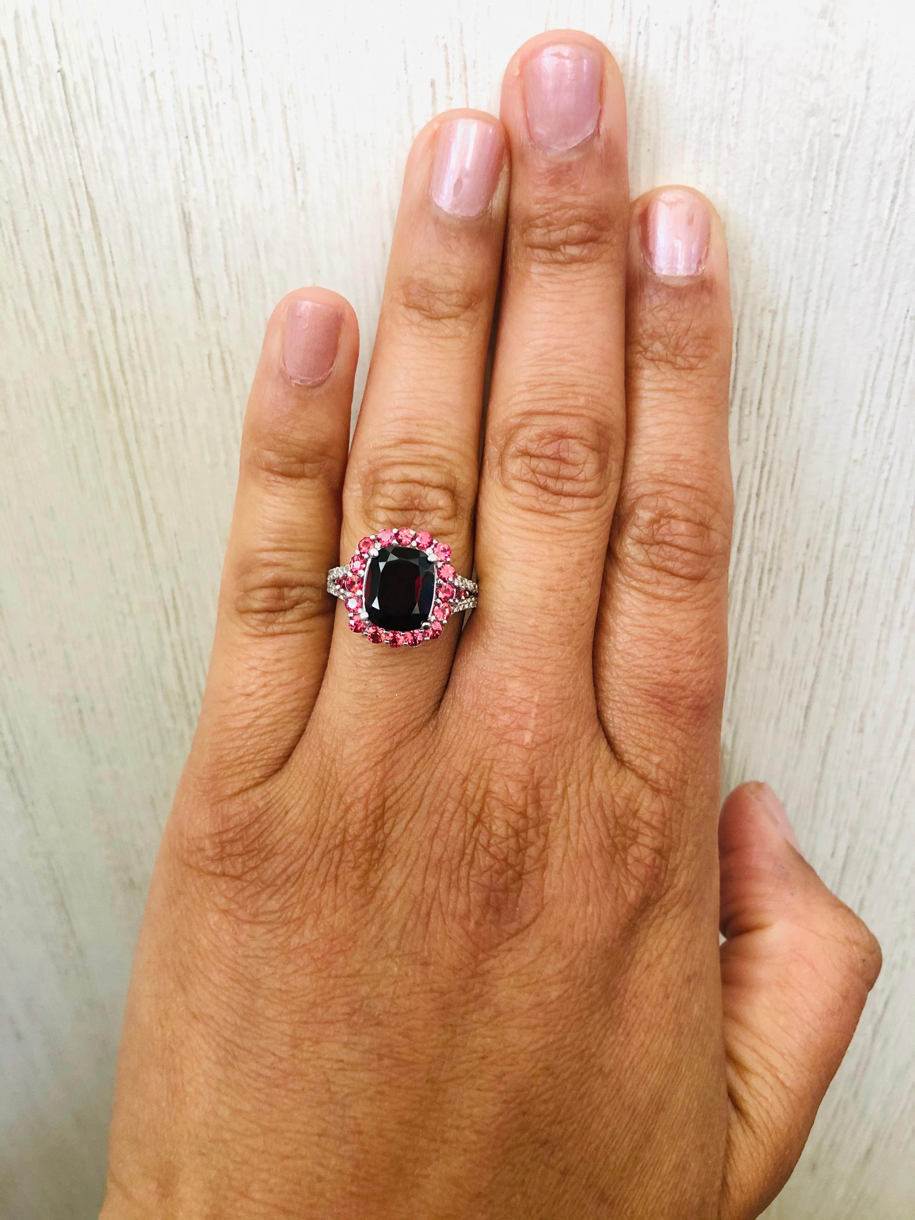 4.81 Carat Garnet Sapphire White Gold Cocktail Ring In New Condition For Sale In Los Angeles, CA