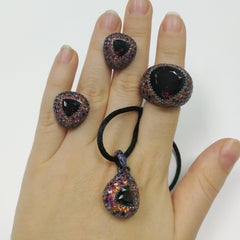 Garnet Sapphires Rubies Black 18 Karat Gold Riviera Suite