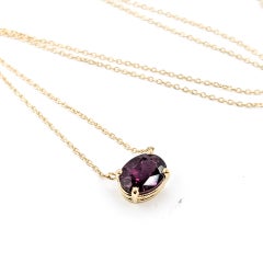 Garnet Solitaire Necklace in 14k Yellow Gold