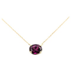 Garnet Solitaire Necklace in 14k Yellow Gold