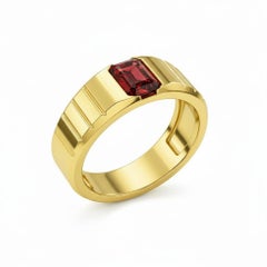 Garnet solitaire ring for men silver, gold