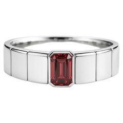 Garnet solitaire ring for men silver, gold