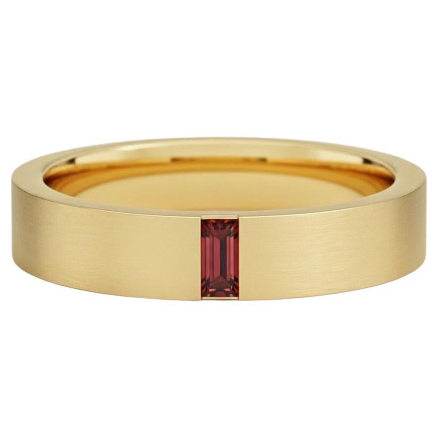 Anillo solitario de granate para hombre plata, oro